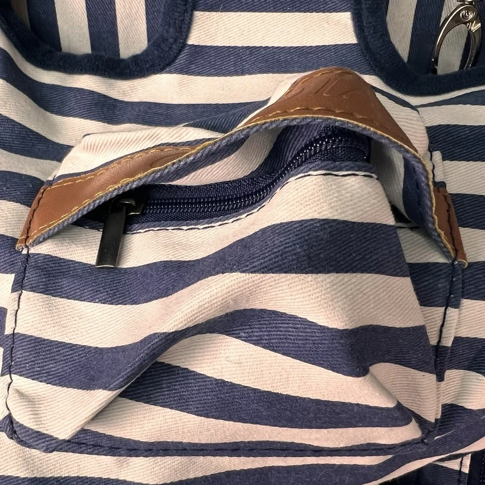 COODIA Pet Carrier Backpack Small Dog Blue White Striped Excellent Hands Free